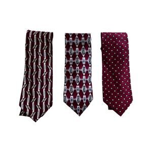 Vintage Pierre Cardin 90s Silk Neckties Set of Three Red/Maroon